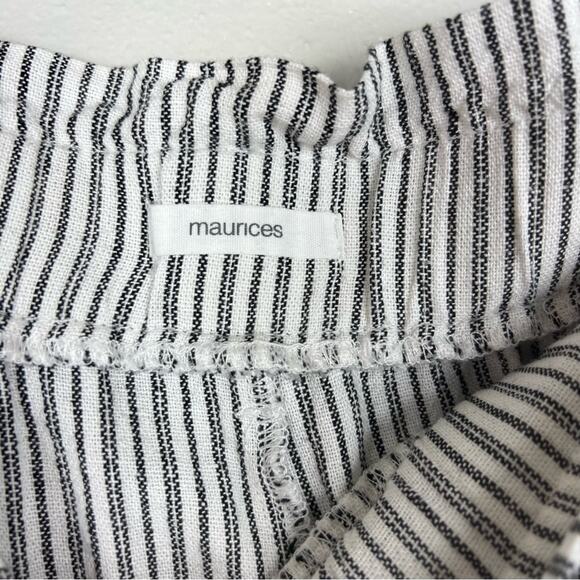 Maurice’s Paper Bag Linen Blend Pant Seersucker Stripe White - Picture 3 of 6